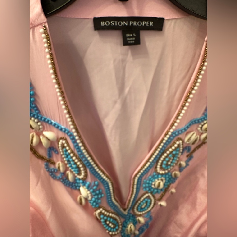 Pristine Boston Proper Pink Shell Embellished Sexy Tunic Style Top S - Picture 10 of 13